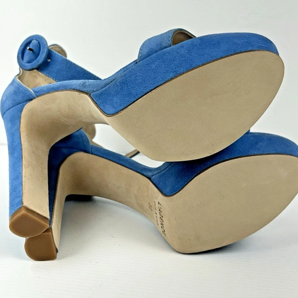 L'agence Size 36 US 6 Avice Block High Heel NEW Blue Suede Ankle‎ Strap $219